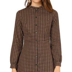 Plaid Button-Up Dress 100% cotton